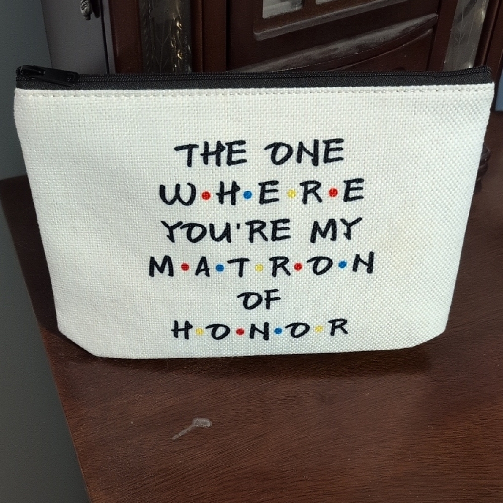 NWOT White Canvas Pouch with Black Zipper